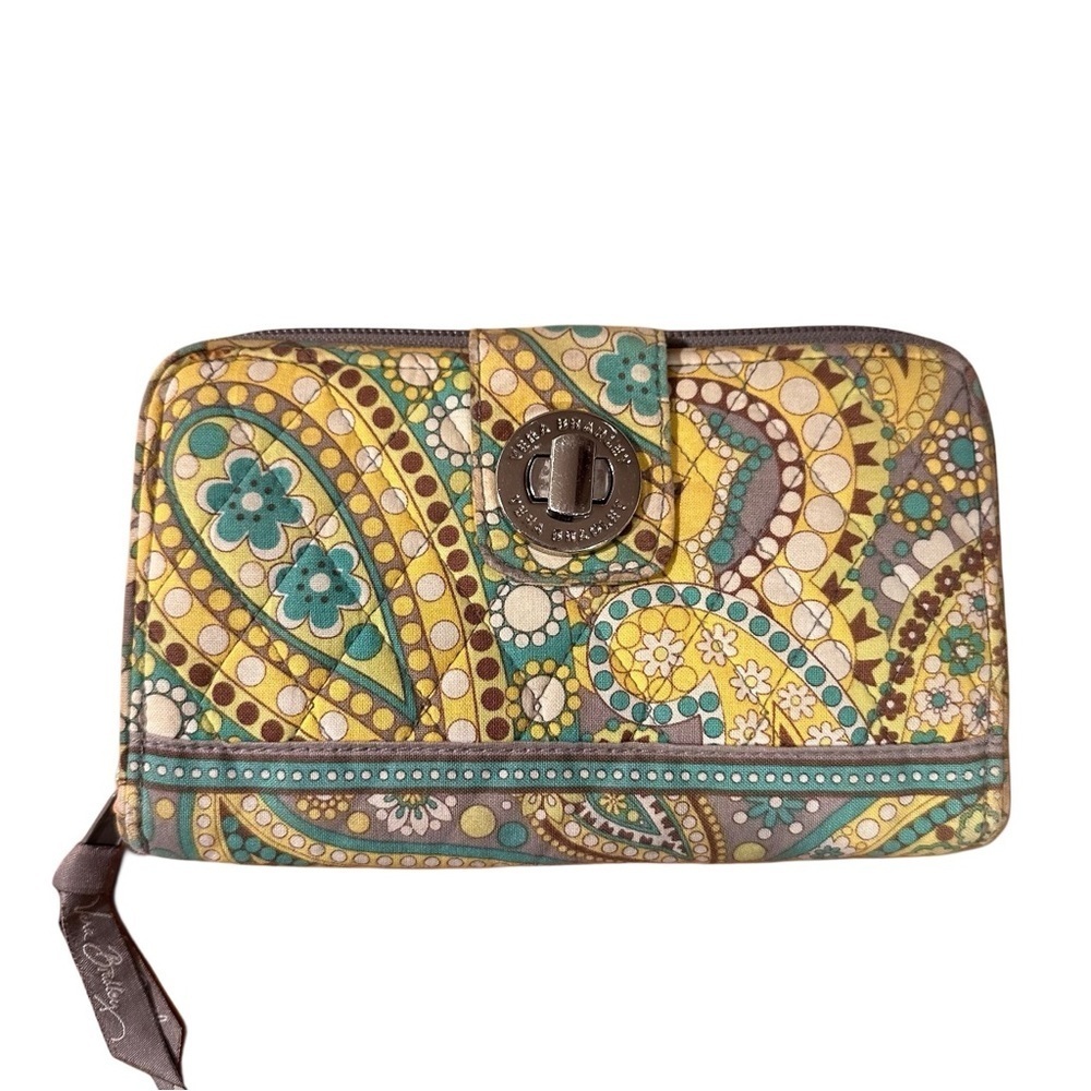 Vera Bradley Set in Lemon Parfait. Lg Tote Get Carried Away & Turn Lock Wallet. - Picture 10 of 15